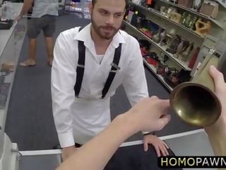 Hairy mademoiselle takes pawnshop owner head