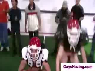 Hetro striplings made to play Nude football by homos