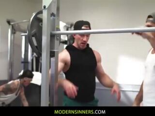 Muscular studs can't hide their squeezes in the gym - Nick Fitt&comma; Roman Todd
